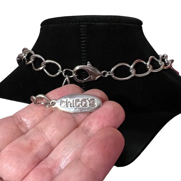 CHICO'S Silvertone Chain Matinee Necklace 19.5 in ext. 3.5 in - Picture 5 of 11